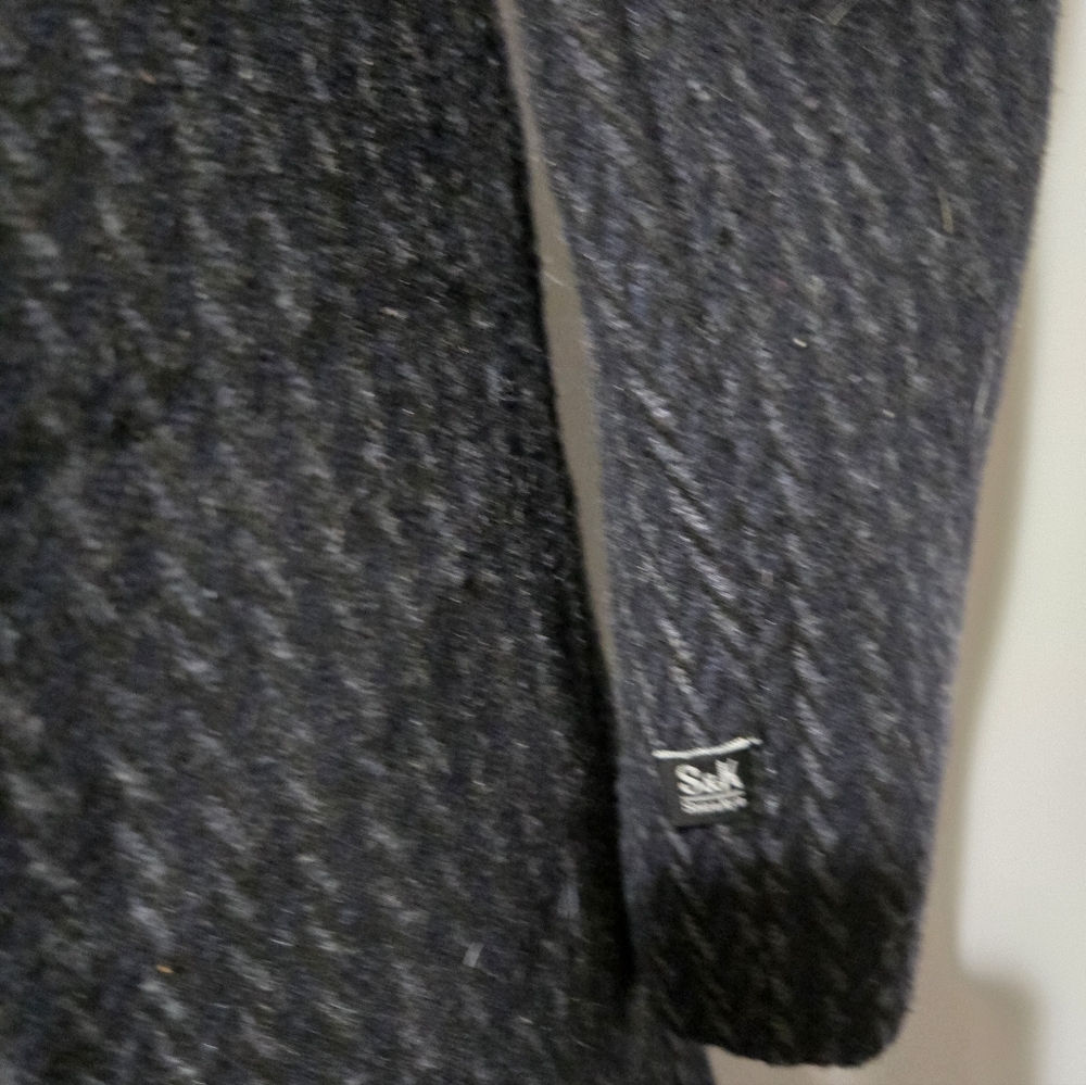 SOIA & KYO Black/ Grey Wool Coat With Oversized Collar And Inner Zip. Size XXS - Picture 8 of 16